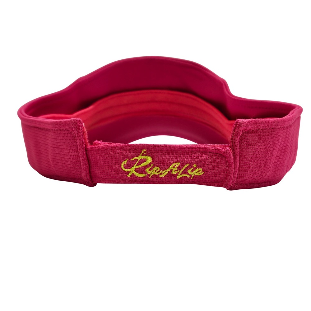 Women's Neon Pink With Yellow Lettering Rip A Lip Adjustable Fishing Visor Hat - Picture 3 of 8